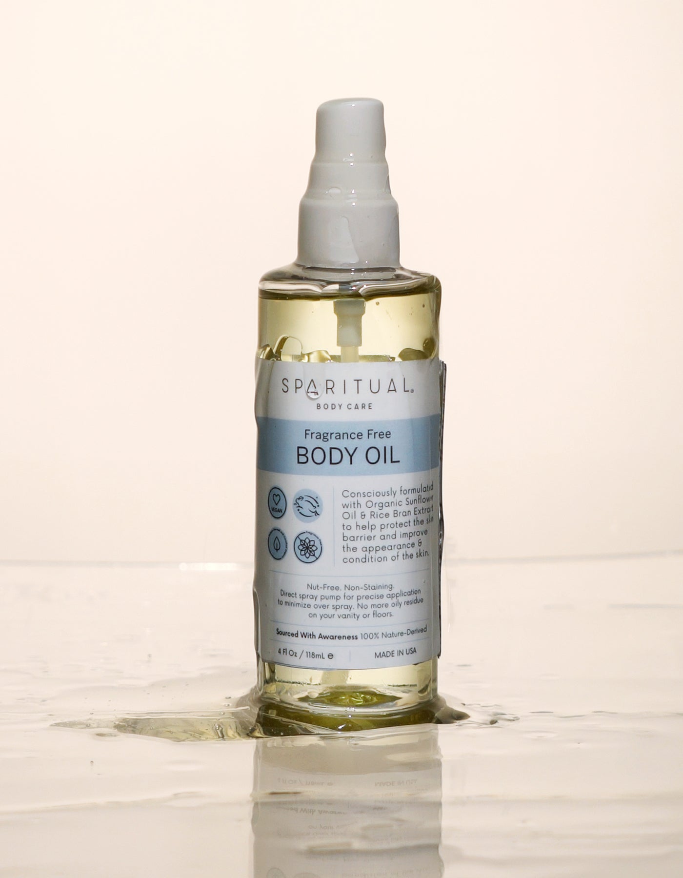 Fragrance Free Body Oilby SPARITUAL. Vegan body care, slow beauty, hydrating clean skincare for glowing skin.
