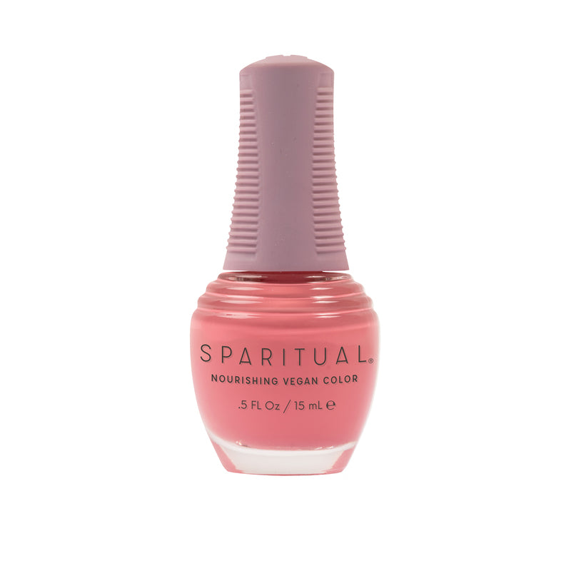 Glowing Heart Nourishing Vegan Color by SPARITUAL. Vegan, cruelty-free, clean formula for healthy nails with 1-step application, no base or top coat needed.