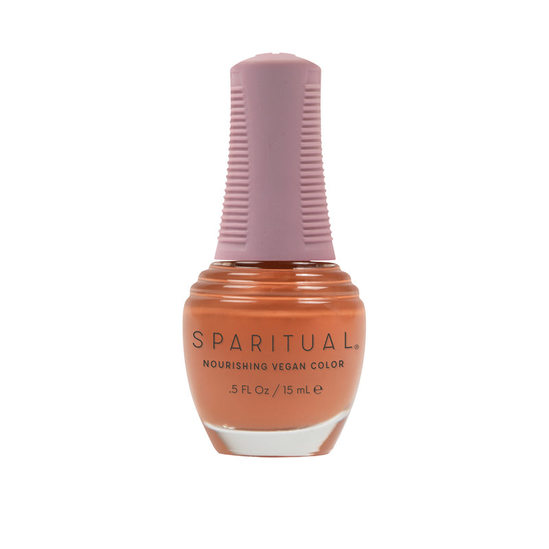 Laugh and love Nourishing Vegan Color by SPARITUAL. Vegan, cruelty-free, clean formula for healthy nails with 1-step application, no base or top coat needed.