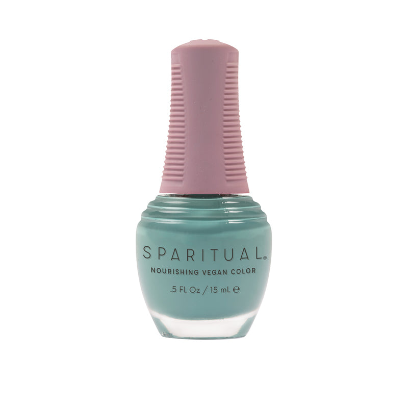 Nature Bathing Nourishing Vegan Color by SPARITUAL. Vegan, cruelty-free, clean formula for healthy nails with 1-step application, no base or top coat needed.

