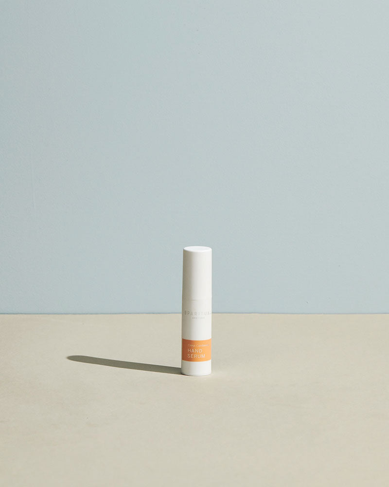 SPARITUAL Hand Serum with pumpkin, licorice, and Swiss Apple Stem Cells. Vegan, slow beauty, hydrating clean skincare. 